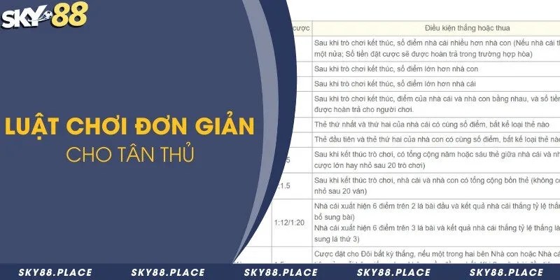 Luật chơi đơn giản cho tân thủ 